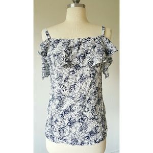 Floral ruffle shoulder top